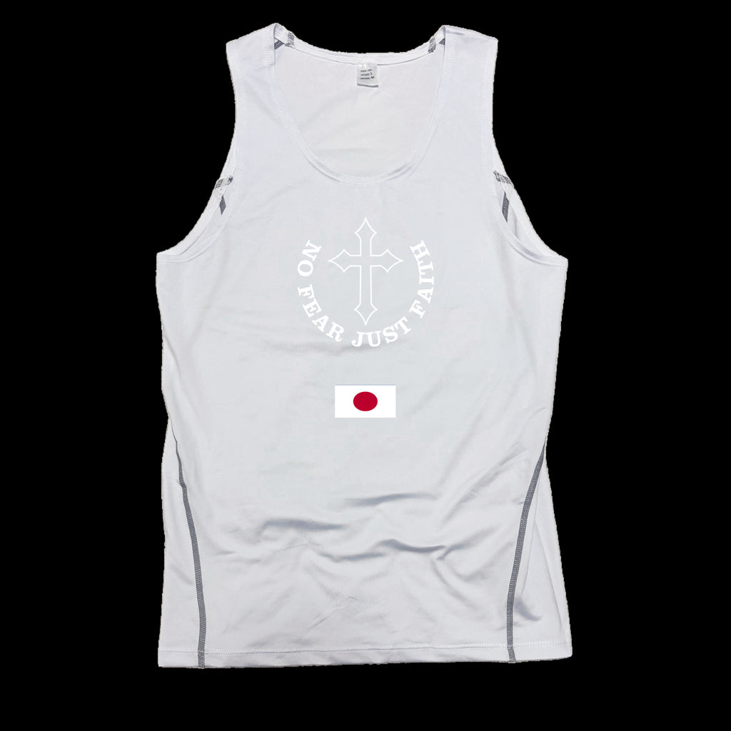 Centered white Flag Series Compression Tank Top- all countries
