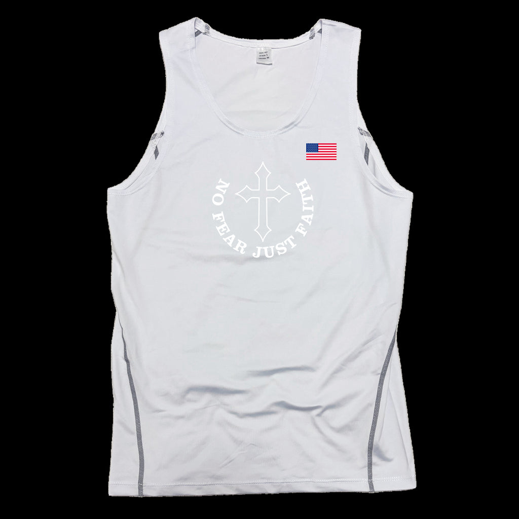 White on white USA Compression Tank Top