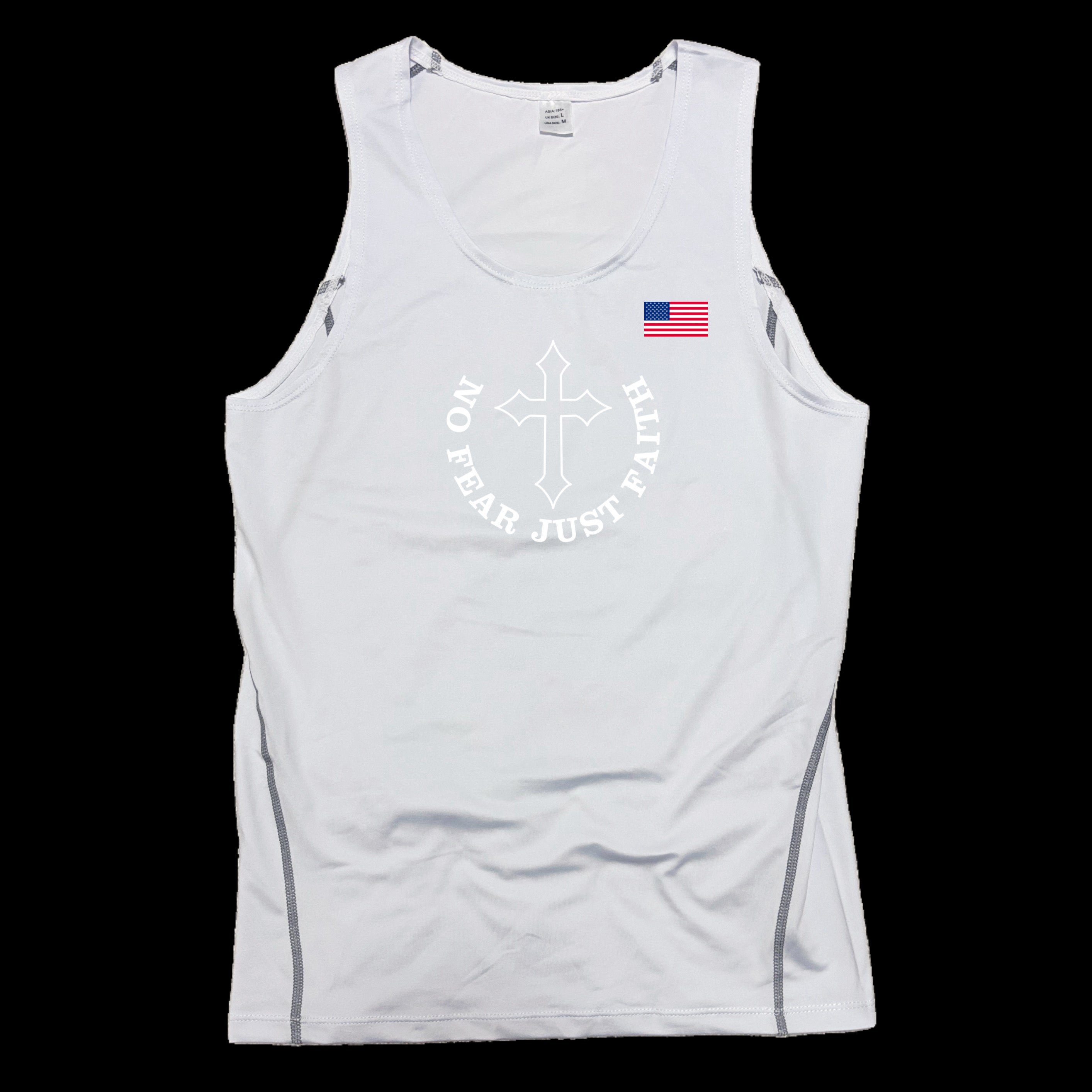 White on white USA Compression Tank Top