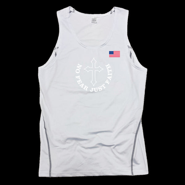 White on white USA Compression Tank Top