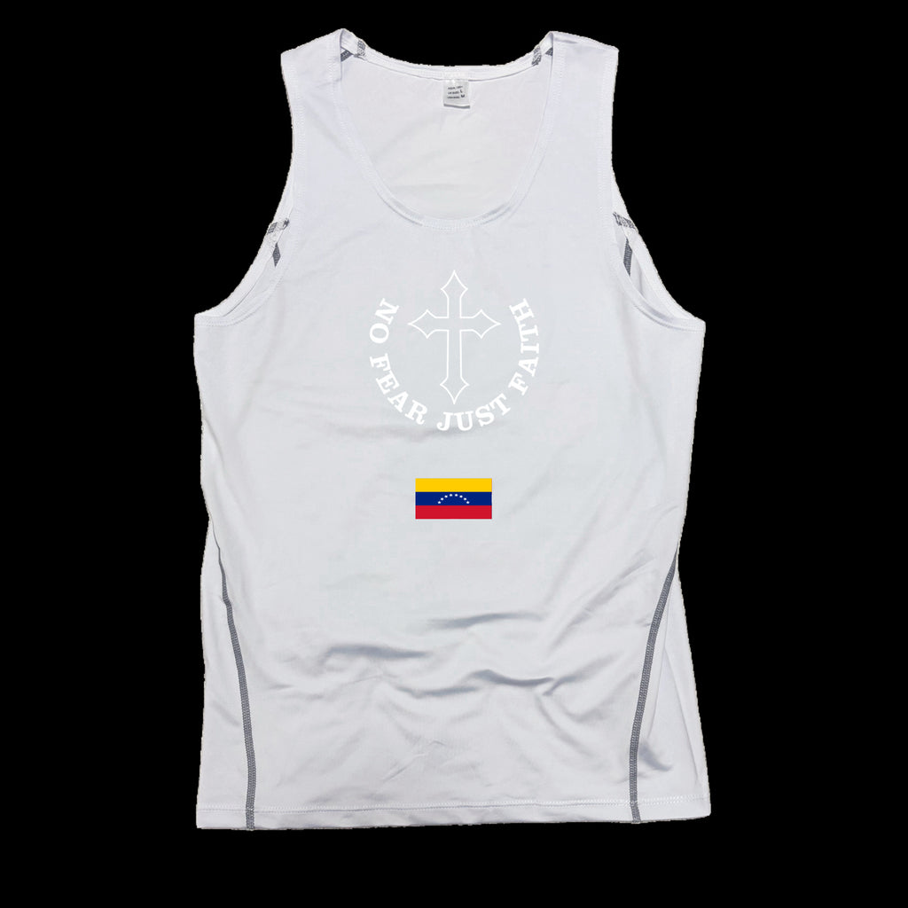 Centered white Flag Series Compression Tank Top- all countries