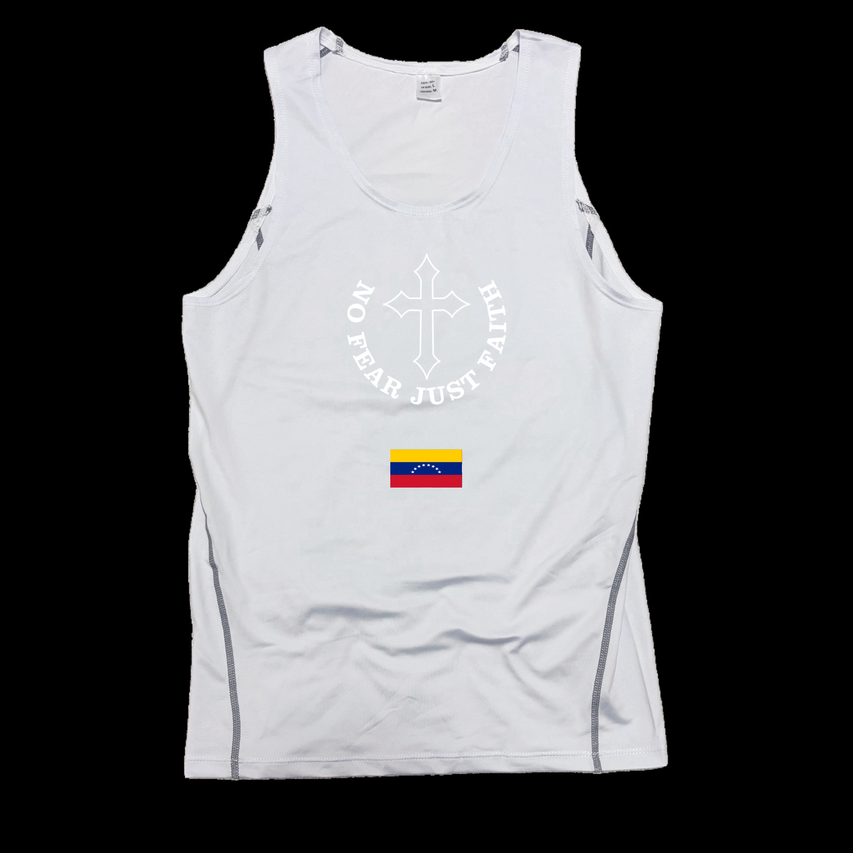 Centered white Flag Series Compression Tank Top- all countries