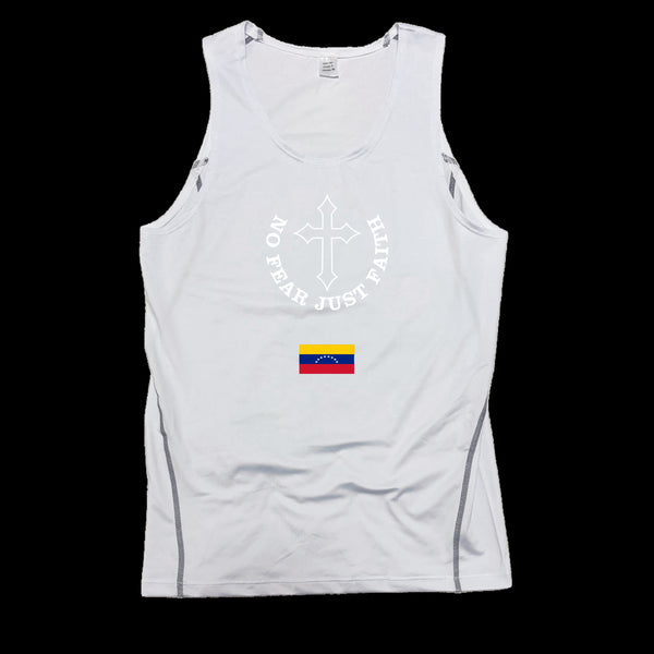 Centered white Flag Series Compression Tank Top- all countries