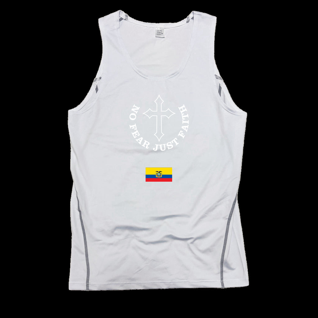Centered white Flag Series Compression Tank Top- all countries