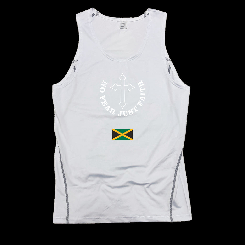 Centered white Flag Series Compression Tank Top- all countries