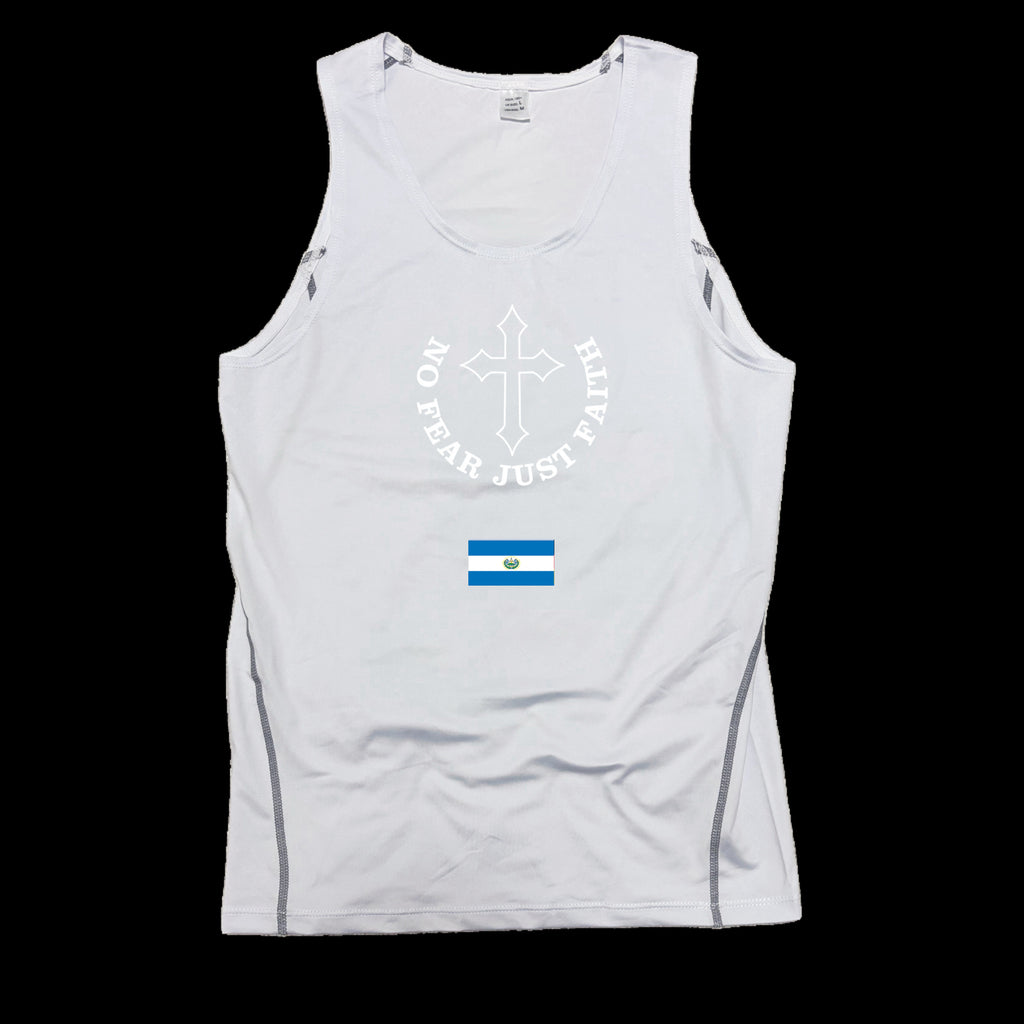 Centered white Flag Series Compression Tank Top- all countries