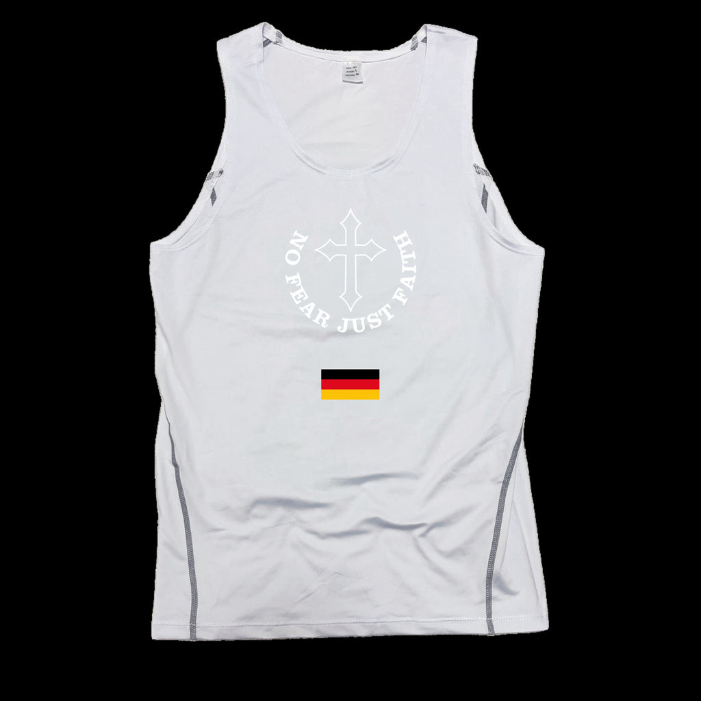 Centered white Flag Series Compression Tank Top- all countries