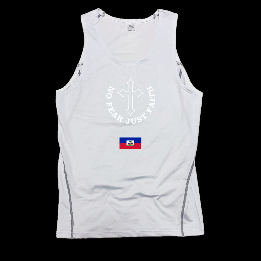 Centered white Flag Series Compression Tank Top- all countries