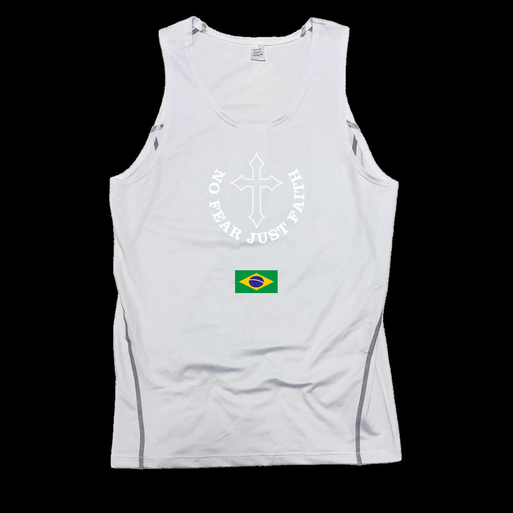 Centered white Flag Series Compression Tank Top- all countries