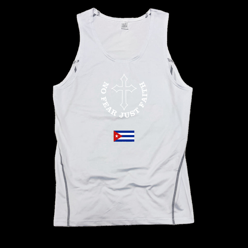 Centered white Flag Series Compression Tank Top- all countries
