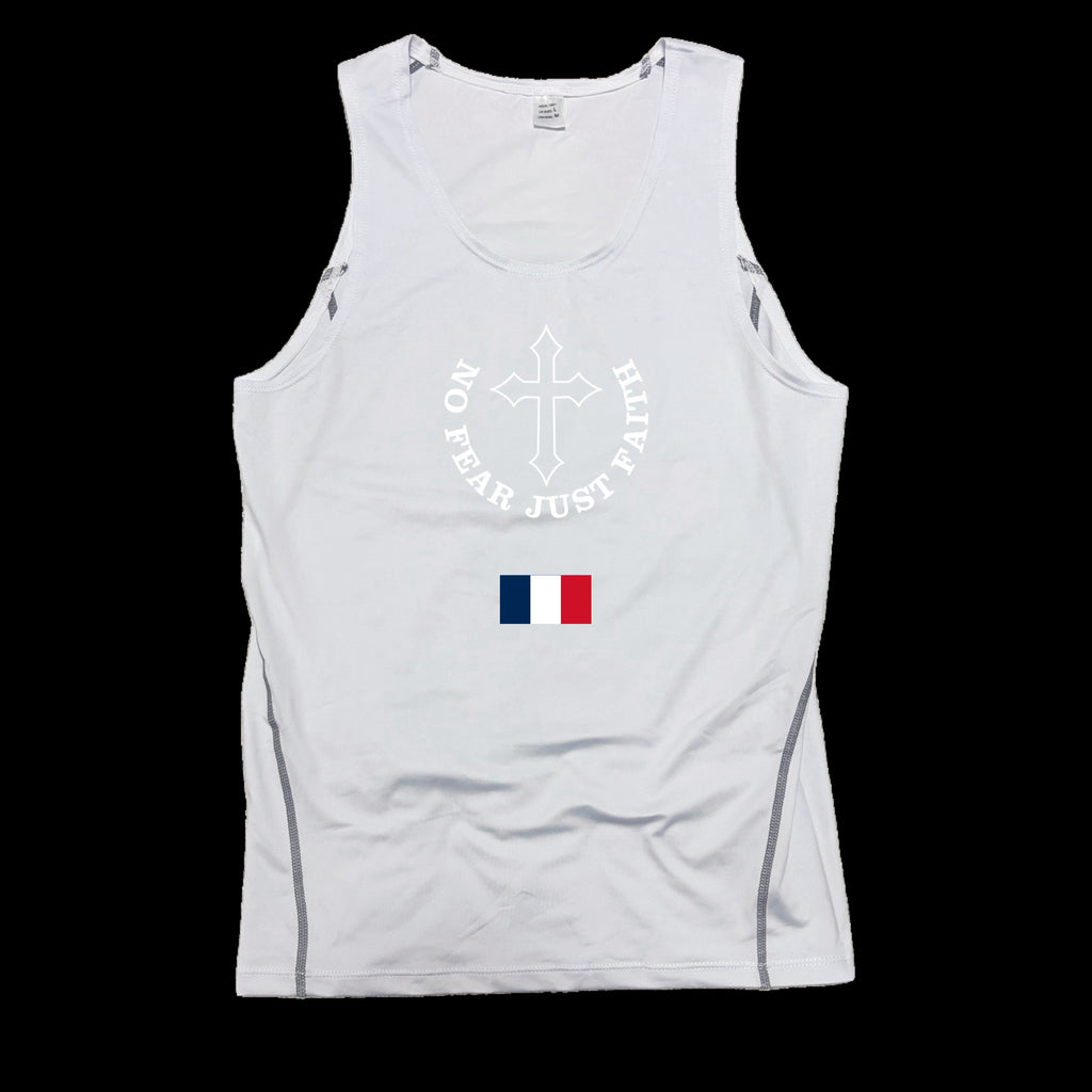 Centered white Flag Series Compression Tank Top- all countries