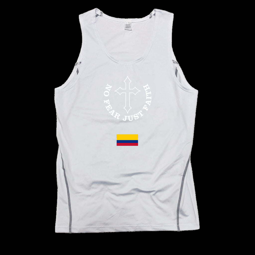 Centered white Flag Series Compression Tank Top- all countries