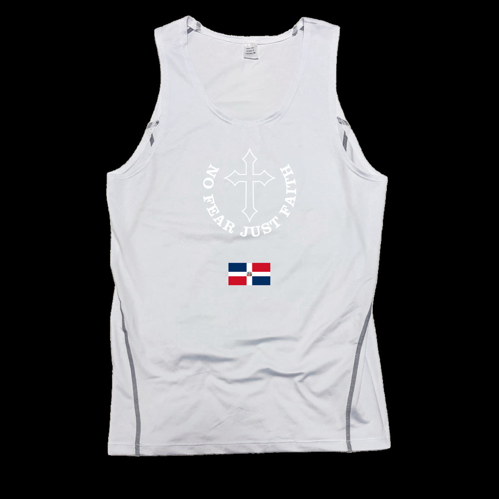 Centered white Flag Series Compression Tank Top- all countries