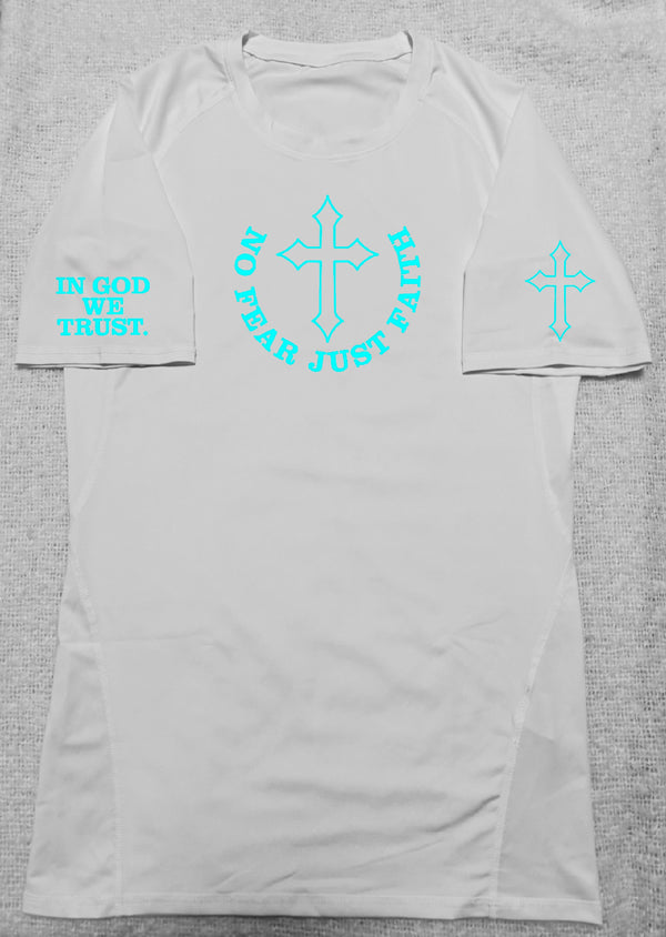 Blue on White Compression Shirt