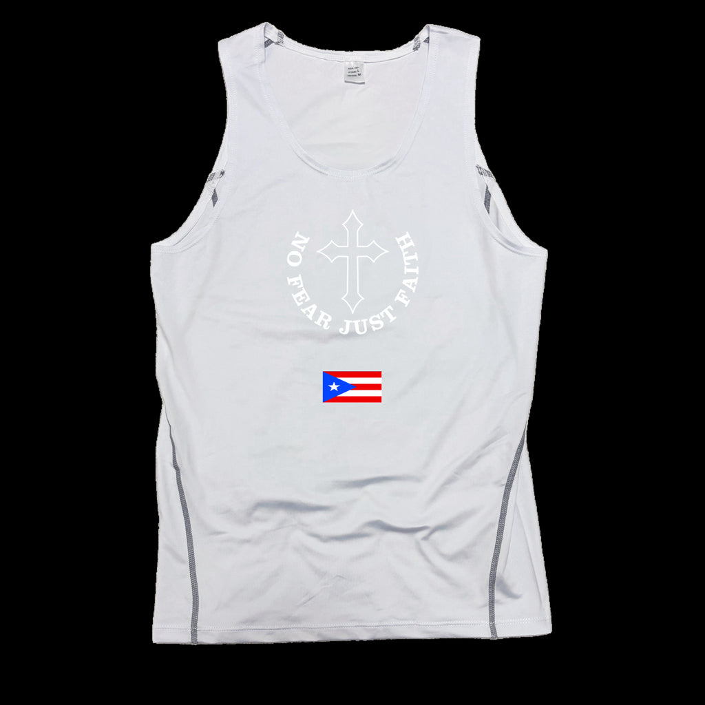 Centered white Flag Series Compression Tank Top- all countries