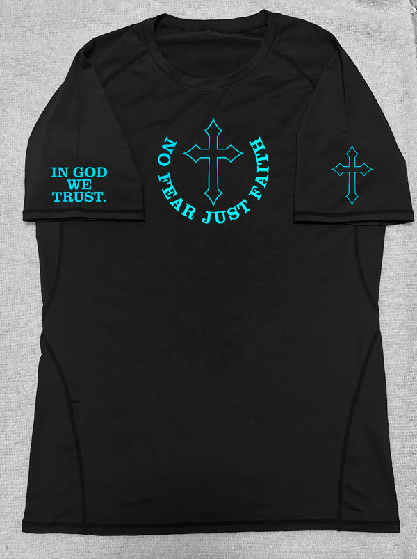 Blue on Black Compression Shirt